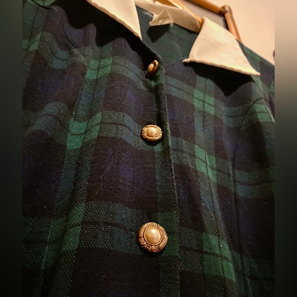SOLD | Vintage Dark Academia, Pleated Plaid Dress with Collar - Picture 5 of 5